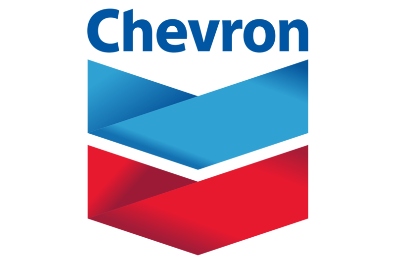 Chevron logo with blue and red chevron elements