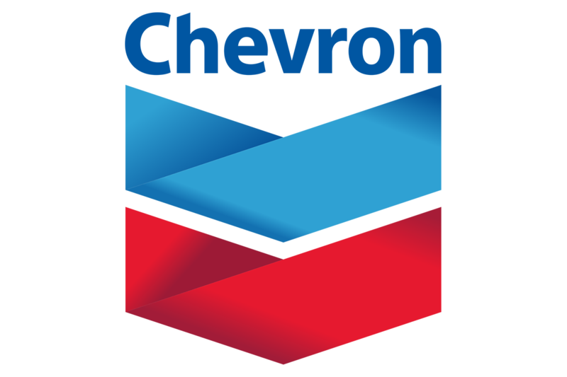 Chevron logo with blue and red chevron elements